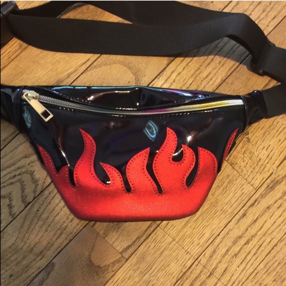 Handbags - Fire flame holographic fanny pack pouch